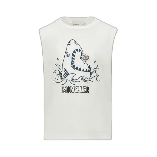 Embroidered Shark Motif Cotton Jersey T-Shirt