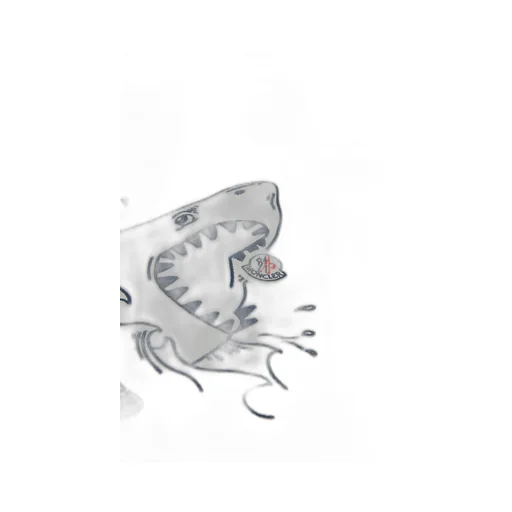 Embroidered Shark Motif Cotton Jersey T-Shirt