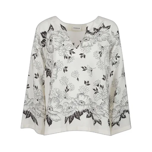 P.A.R.O.S.H. Floral Print V-Neck Blouse