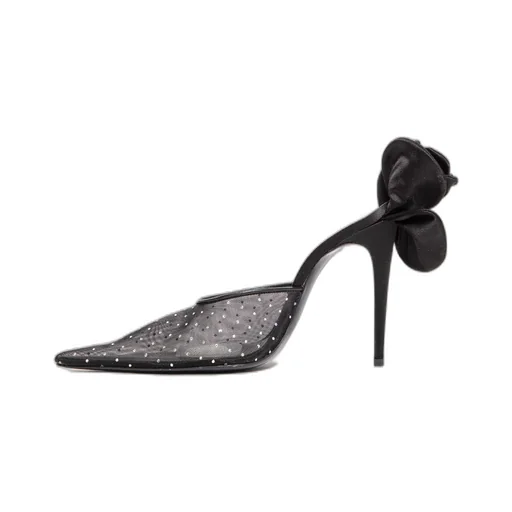 110Mm Flower-Detail Pointed Mules