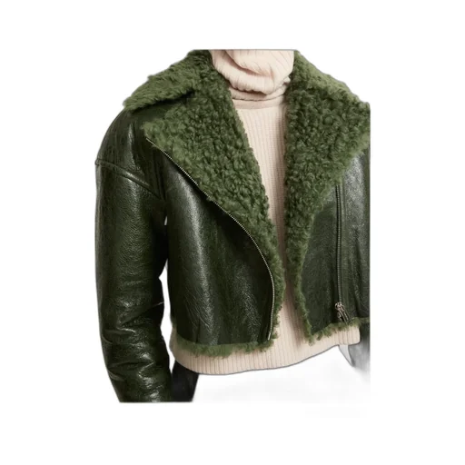 Patent-Merino Cropped Biker Jacket