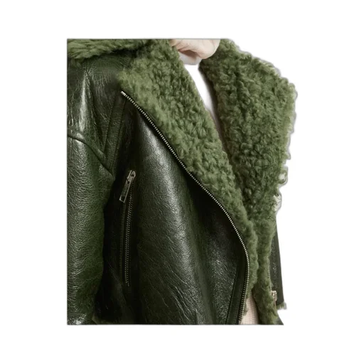 Patent-Merino Cropped Biker Jacket