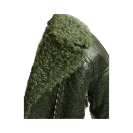 Patent-Merino Cropped Biker Jacket