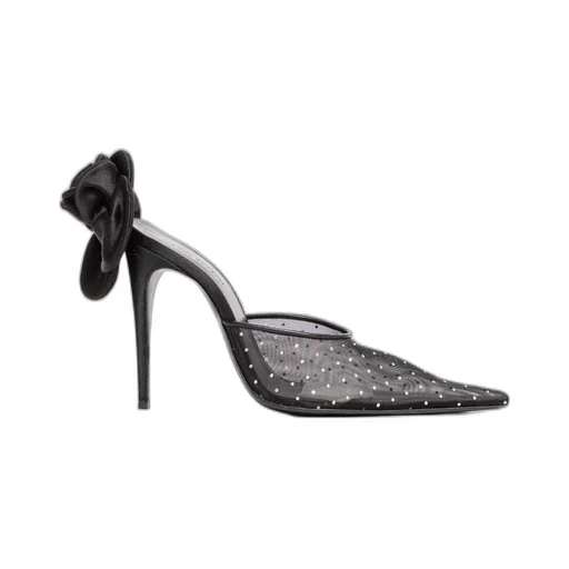 110Mm Flower-Detail Pointed Mules
