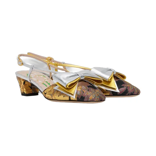 Valentino Bowow Block Heel Slingback Pumps