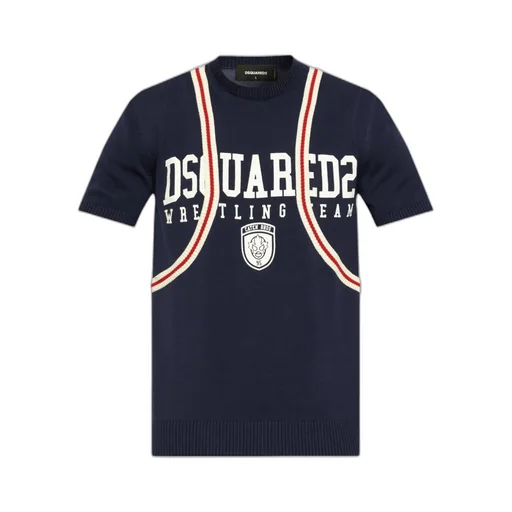 Dsquared2 Logo Printed Short-Sleeved Knitted Jumper