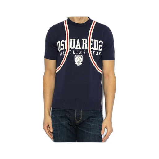 Dsquared2 Logo Printed Short-Sleeved Knitted Jumper
