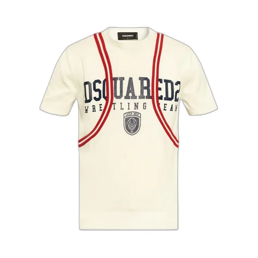 Dsquared2 Logo Printed Short-Sleeved Knitted Jumper