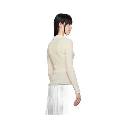 Moncler Long-Sleeved Fine Ribbed Polo Top