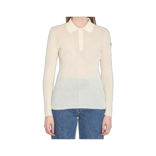 Moncler Long-Sleeved Fine Ribbed Polo Top