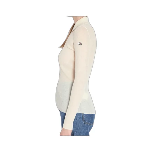 Moncler Long-Sleeved Fine Ribbed Polo Top