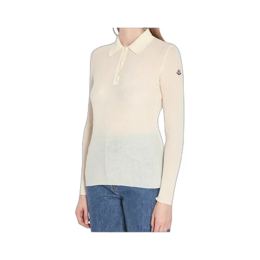 Moncler Long-Sleeved Fine Ribbed Polo Top