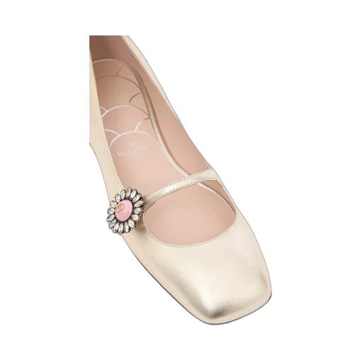 Valentino Embellished Square Toe Ballerina Shoes