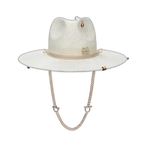 Chain Strap Straw Fedora Hat