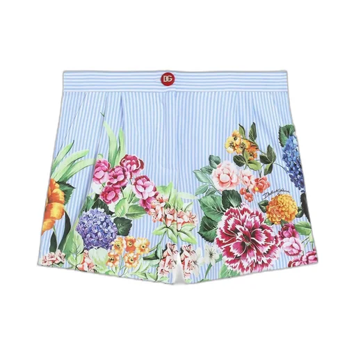 Dolce & Gabbana Kids Floral Printed Striped Shorts