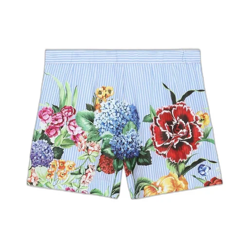 Dolce & Gabbana Kids Floral Printed Striped Shorts