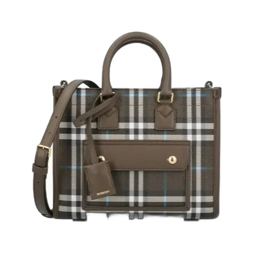 Burberry Mini Freya Checked Tote Bag