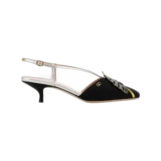 Valentino Vlogo Plaque Slingback Pumps