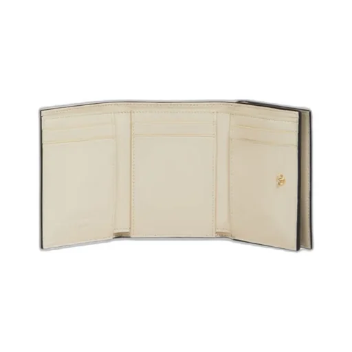 Black Leather Trifold Wallet With Marni Symbol Logo