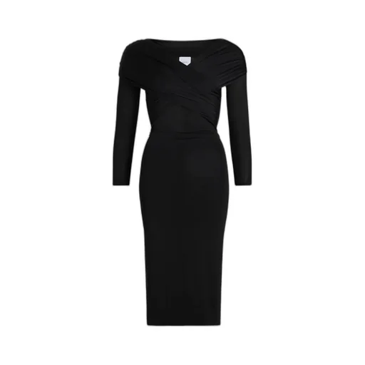 Patou Draped Wrap Long-Sleeve Dress