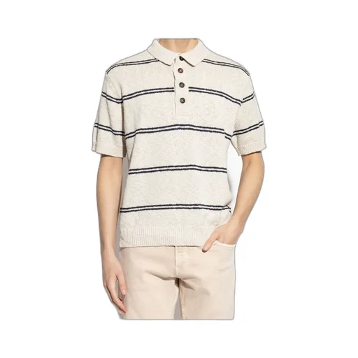 Eleventy Striped Knit Polo Shirt