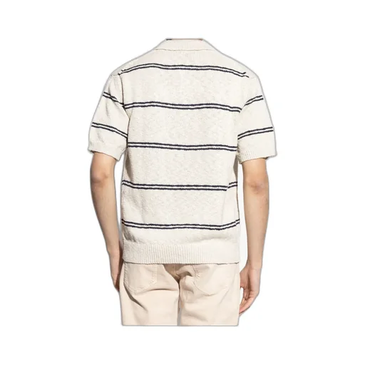 Eleventy Striped Knit Polo Shirt