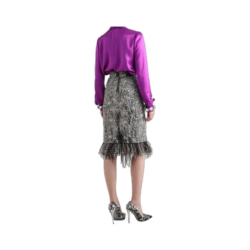 Feather-Trim Faux-Fur Skirt
