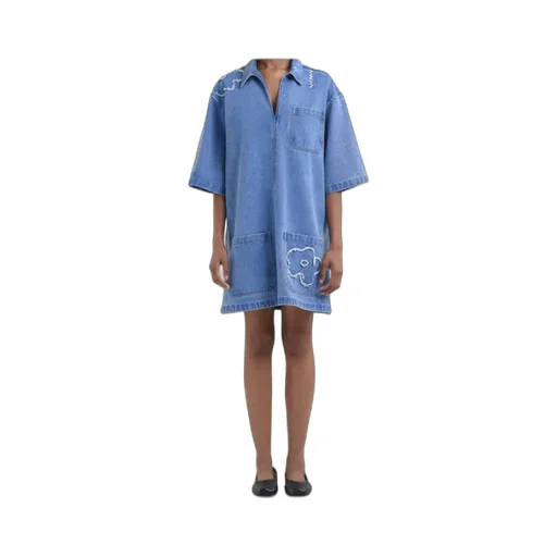 Marni Patch Detail Short Denim Dress