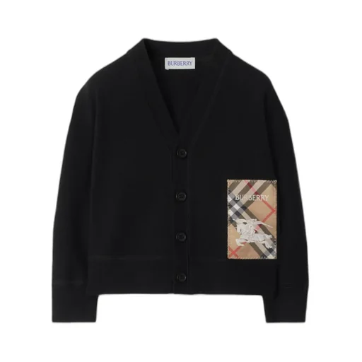 Check Label Wool Cardigan