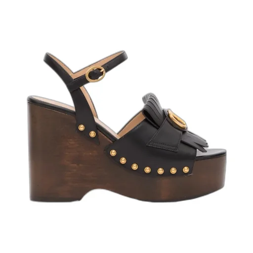 Valentino Vlogo Plaque Fringed Edge Sandals