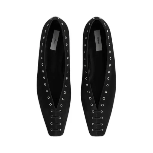 Totme Lace-Up Eyelet Ballerina Flats