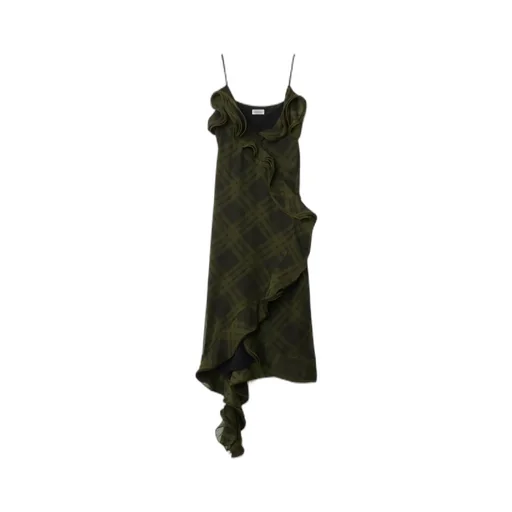 Check Silk Wrap Dress