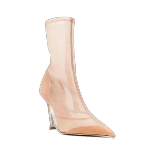 Pointed-Toe High-Heeled Ankle Boots