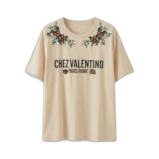 Valentino Floral Embroidered Crewneck T-Shirt