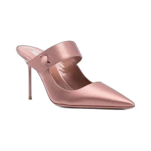 Paris Texas Pointed Toe Satin Mules