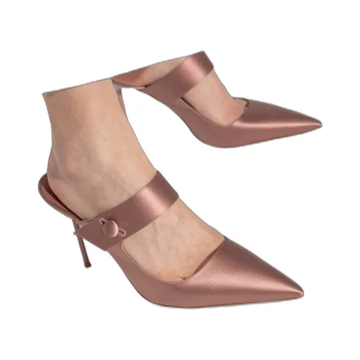 Paris Texas Pointed Toe Satin Mules