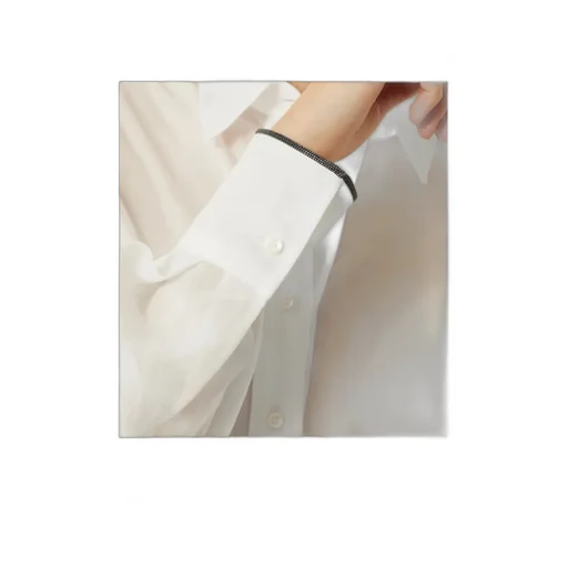 Brunello Cucinelli Shiny Cuff Organza Shirt