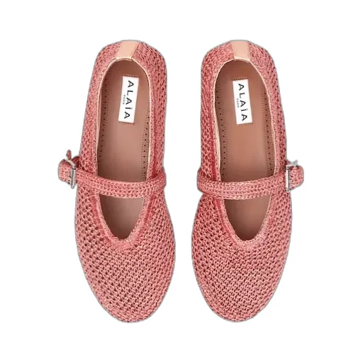 AlaÏA Buckled Knitted Ballet Flats