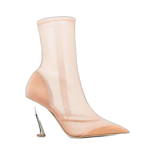 Pointed-Toe High-Heeled Ankle Boots
