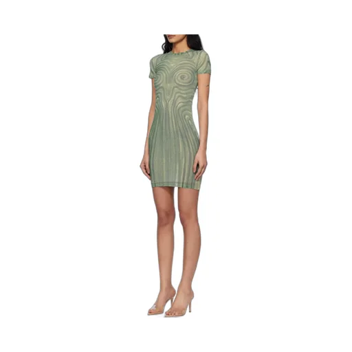 Spiral-Print Mesh Dress