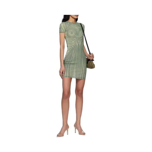 Spiral-Print Mesh Dress