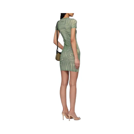 Spiral-Print Mesh Dress