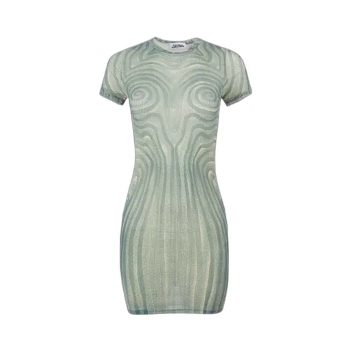 Spiral-Print Mesh Dress