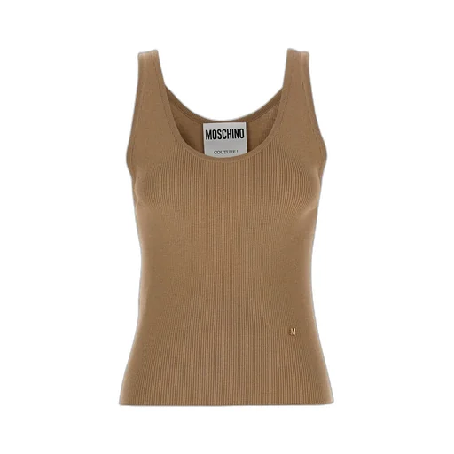 Moschino Logo Plaque Ribbed-Knit Tank Top