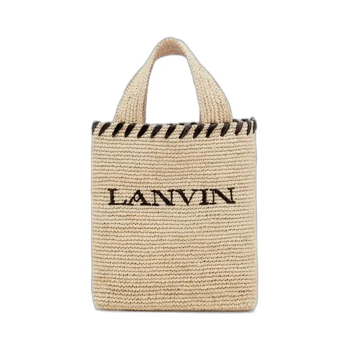 Logo-Motif Raffia Tote Bag