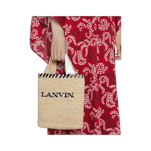 Logo-Motif Raffia Tote Bag
