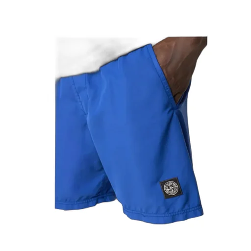 Stone Island Logo Patch Mid-Length Swim Trunks