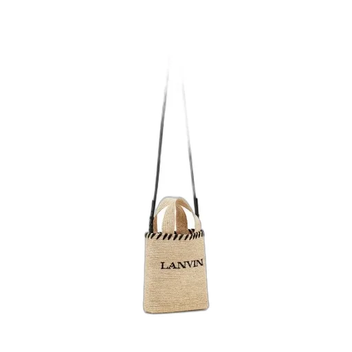 Logo-Motif Raffia Tote Bag
