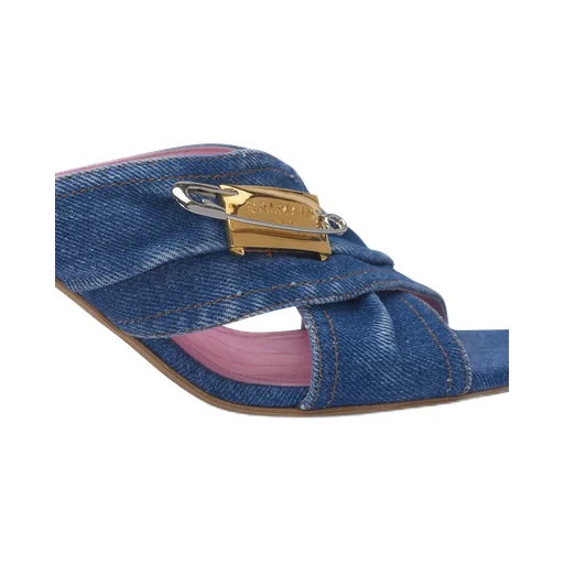Balmain Denim Safety Pin Mules