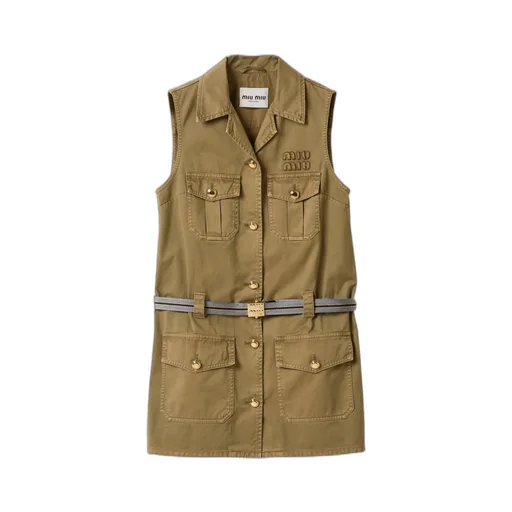 Miu Miu Garment-Dyed Belted Mini Dress